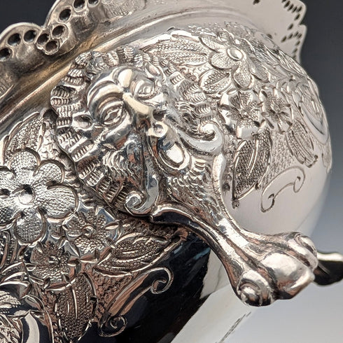 1891年 英国アンティーク シルバープレート製 脚付きボウル 直径13.5cm